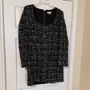 Size 12 Black Tweed Sequin Dress Jacket